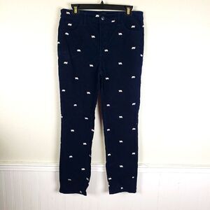 Women's Talbots Navy Polar Bear Corduroy Straight Leg Pants Size 8P